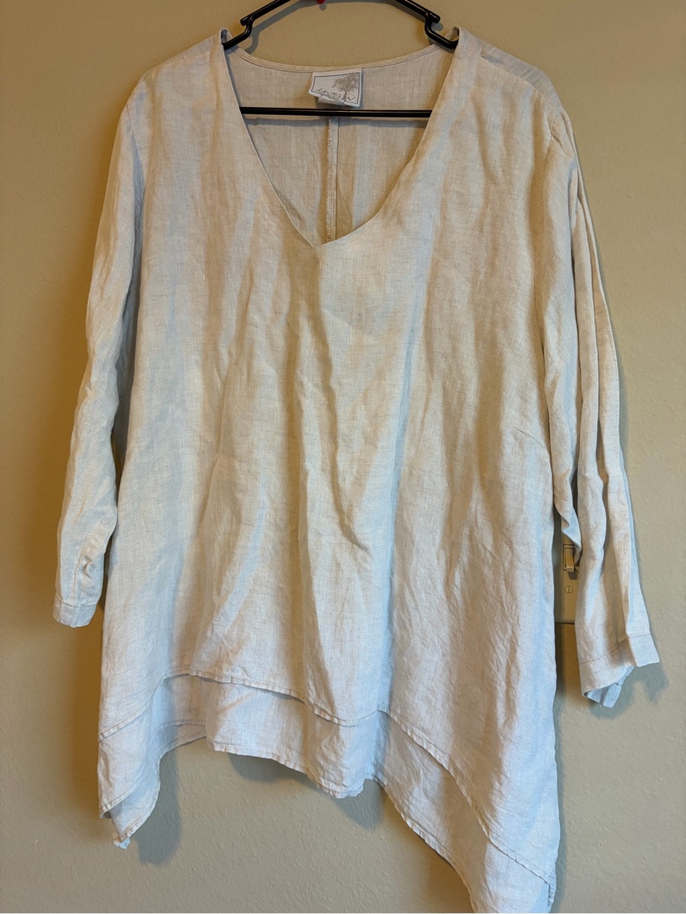 Women’s Light Beige blouse by La Fixsun ,100% linen